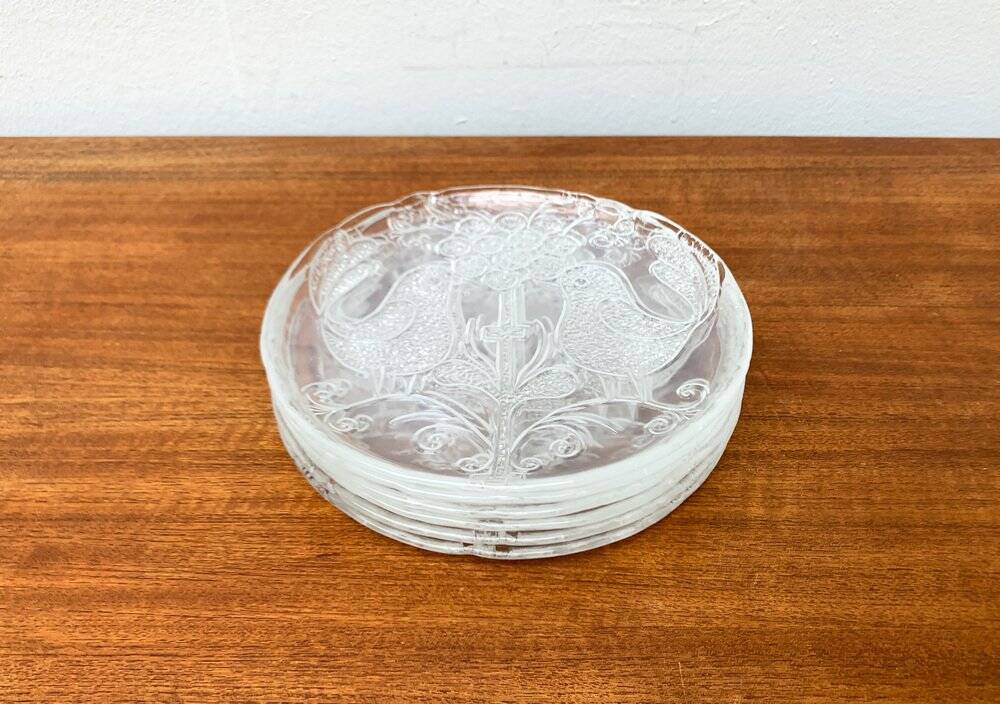 Vintage Swedish glass plates from the mid-century by Kosta Boda, 1960s, set of 6.