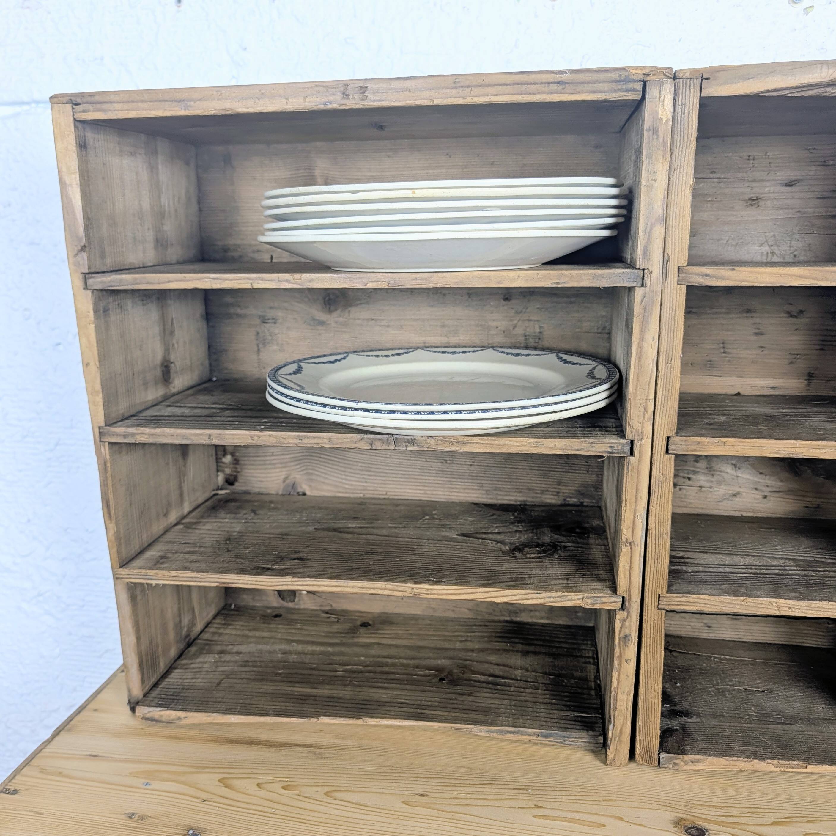 Vintage wooden lockers with compartments