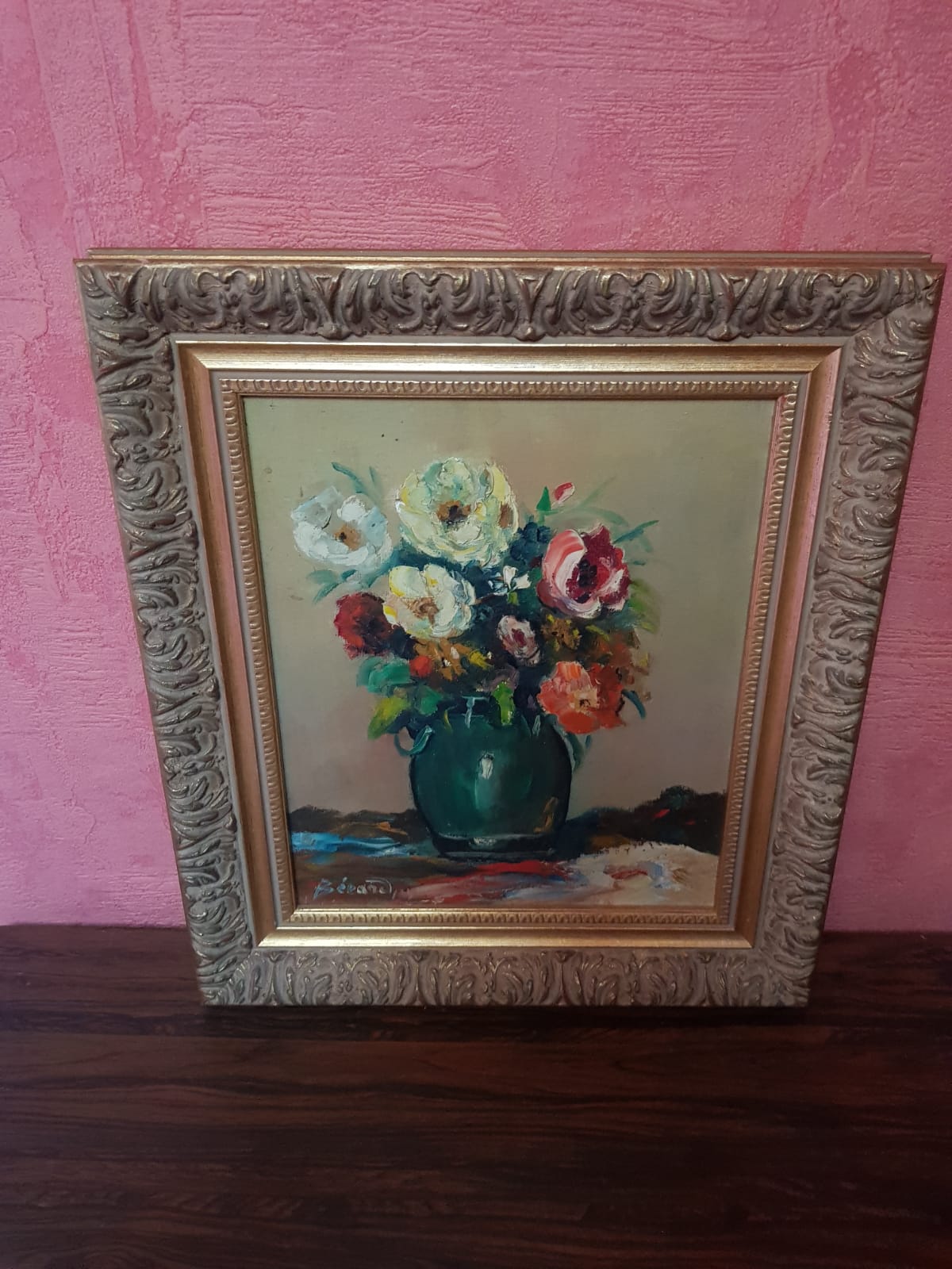 Old painting bezard bouquet of flowers