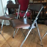 Chrome metal chairs and skaï from the 70s