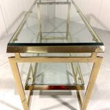 Brass & Bevelled Glass Two Tier Console Table 1970’s