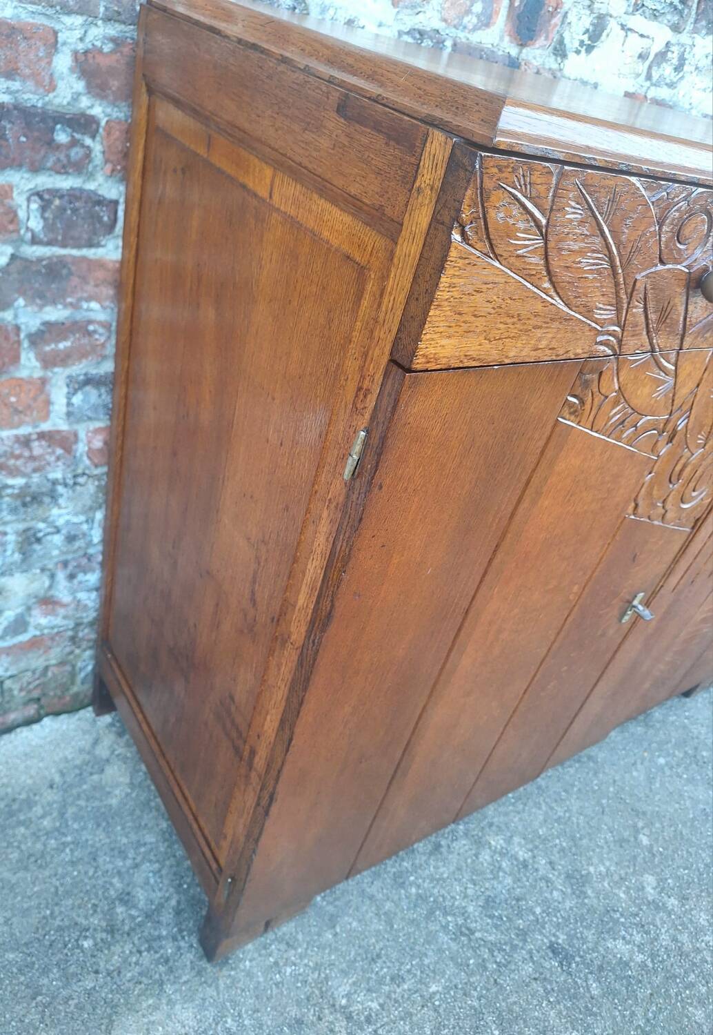 Art Deco buffet wooden tray, antique china cabinet