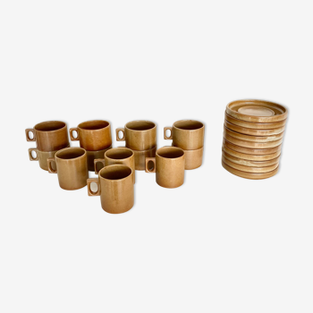 Set of 8 coffee traps, 4 mugs, 10 sub-section of gres de brenne