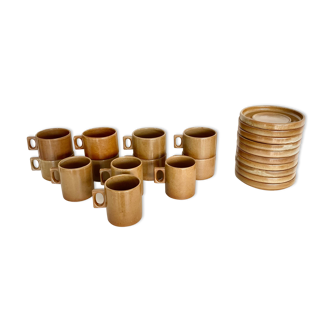 Set of 8 coffee traps, 4 mugs, 10 sub-section of gres de brenne