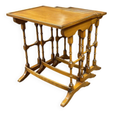 Set of 3 English nesting tables in yew - 1950s