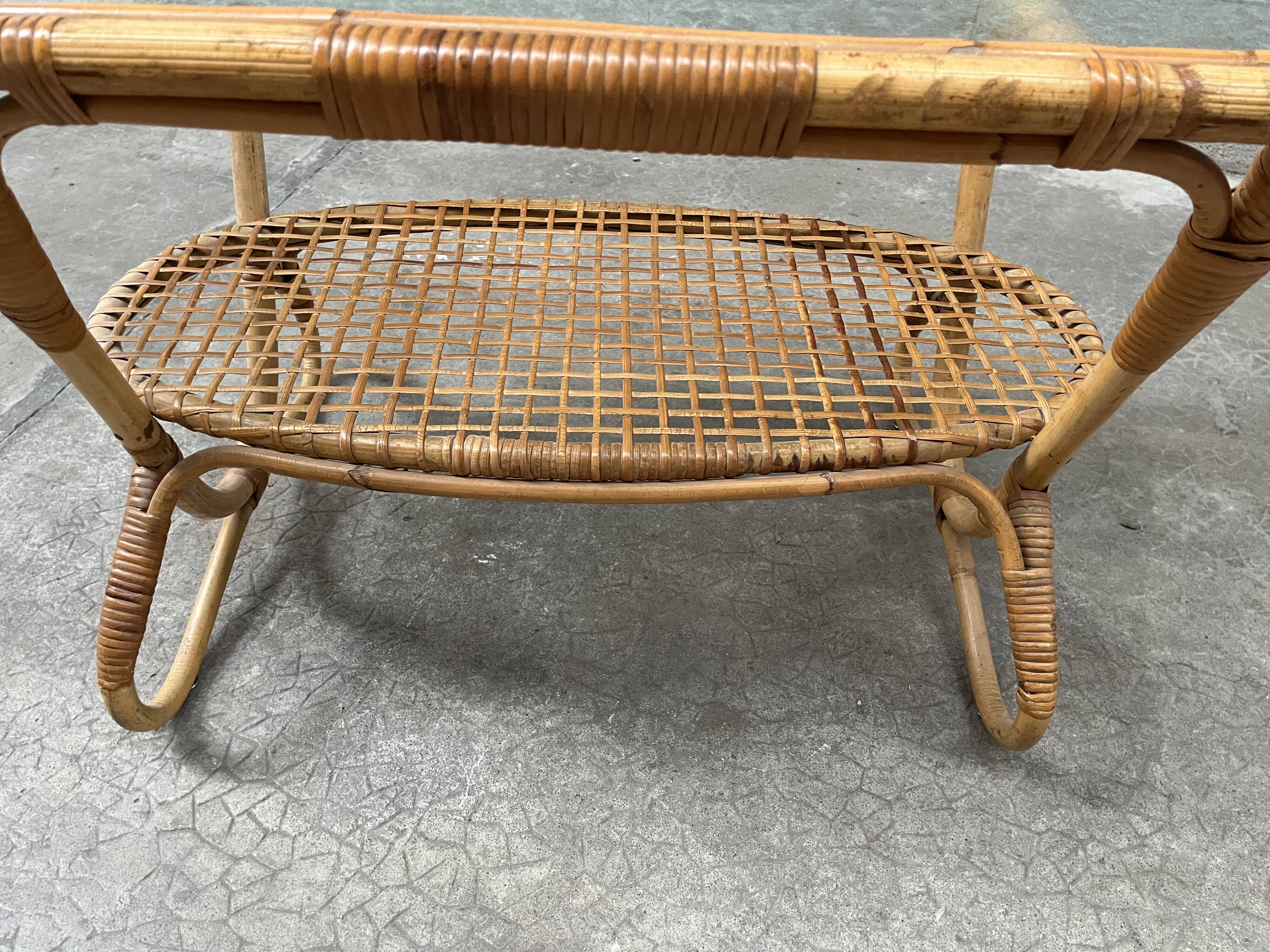 vintage coffee table from the 60s rattan