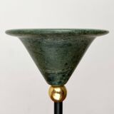Postmodern Italian candlestick in metal and stone, 1980s.