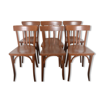 6 chaises Baumann n°27 marron