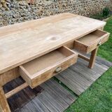 Farmhouse table with 2 drawers in solid beech