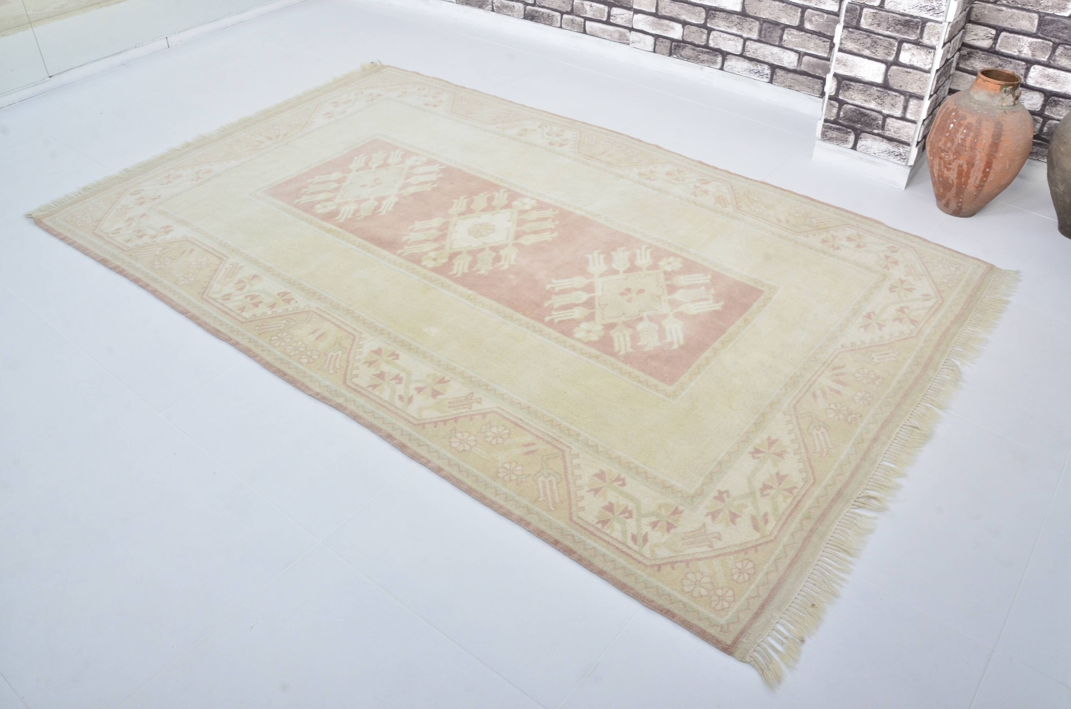 Tapis vintage neutre noué à la main sku 3591
