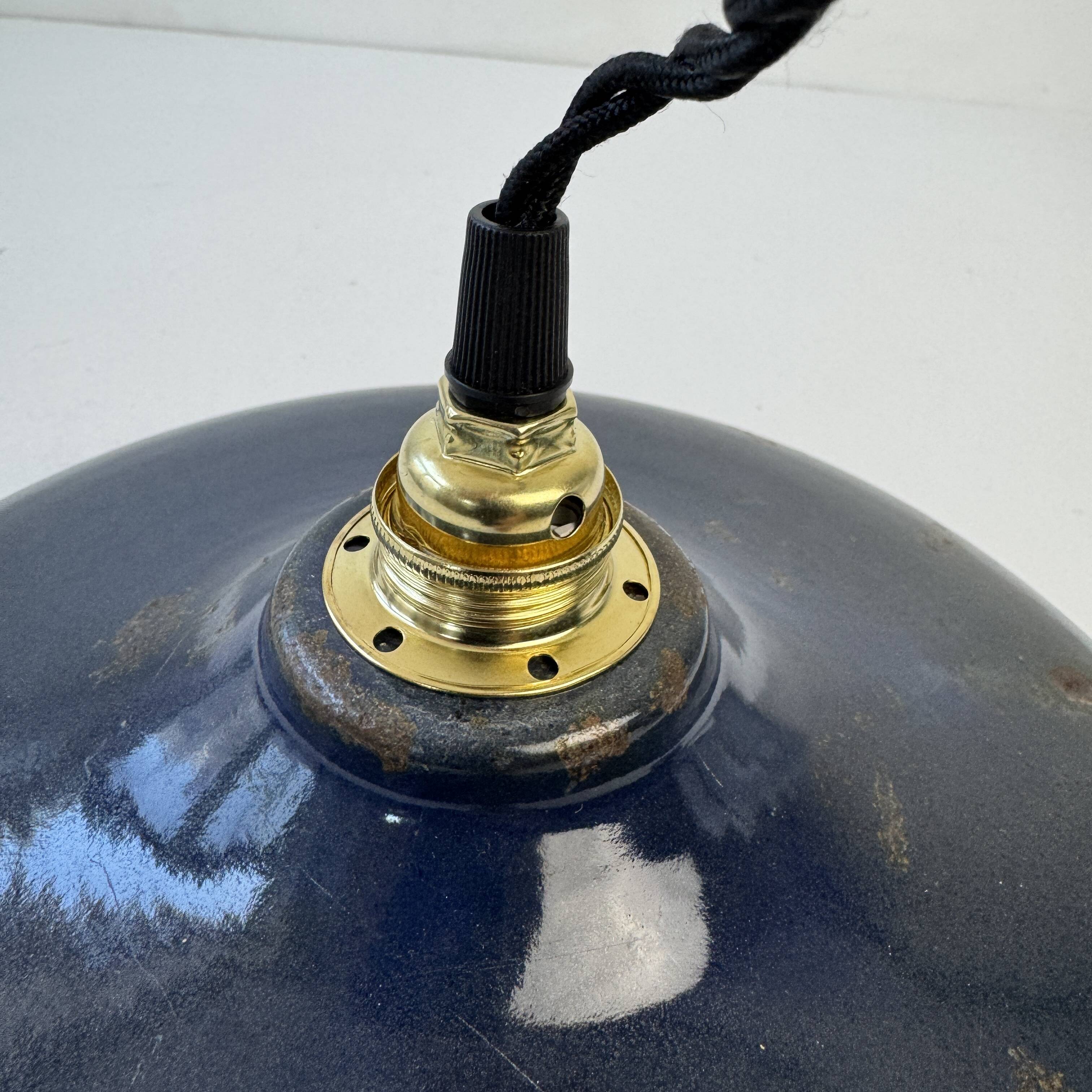 Old industrial enamel suspension night blue