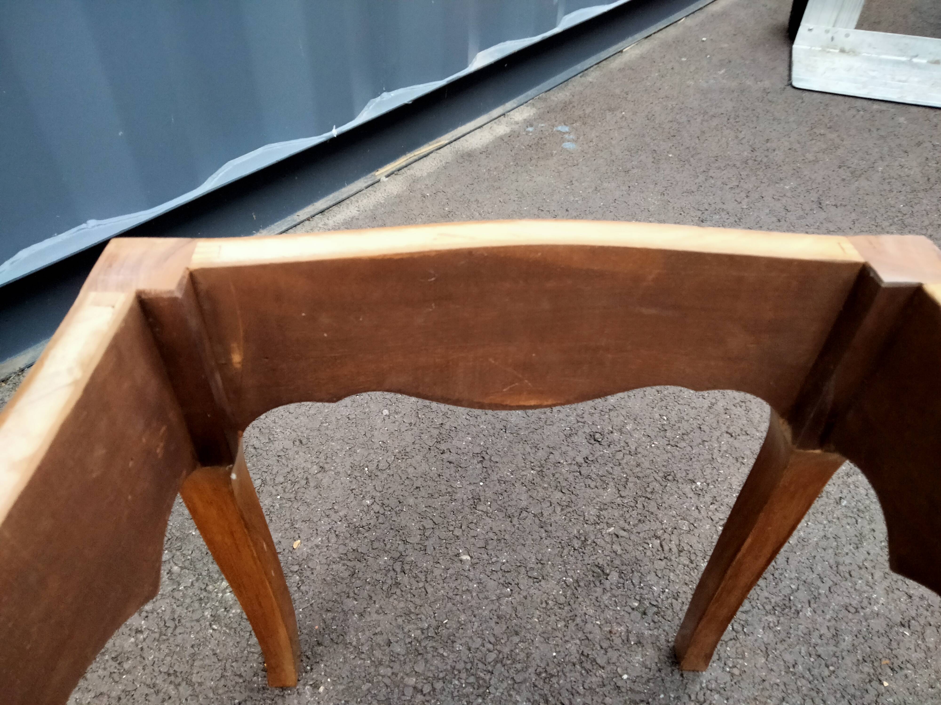Old coffee table marquetry style louis xv marble top
