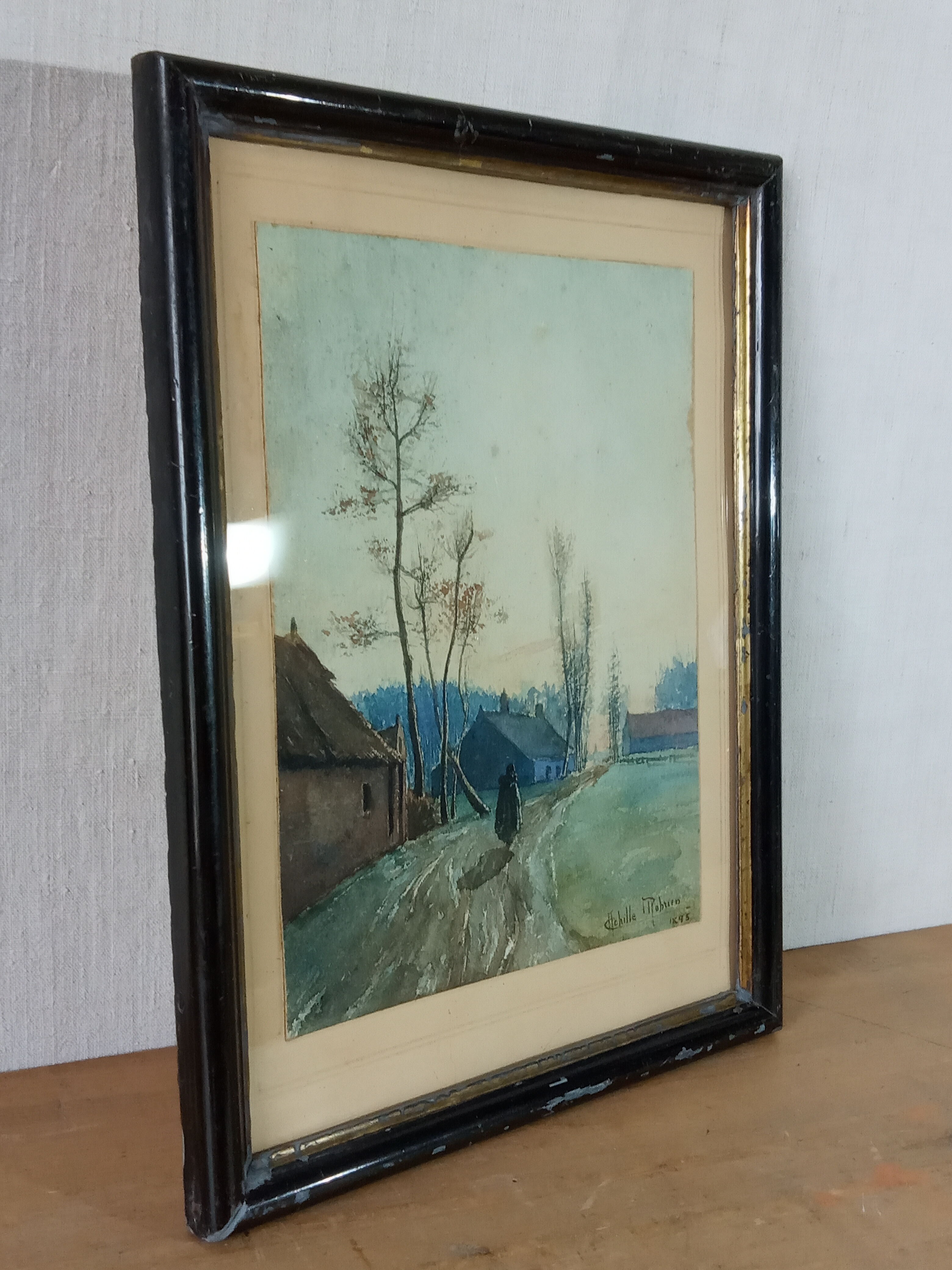 Landscape painting by Achille Mohrien 1895