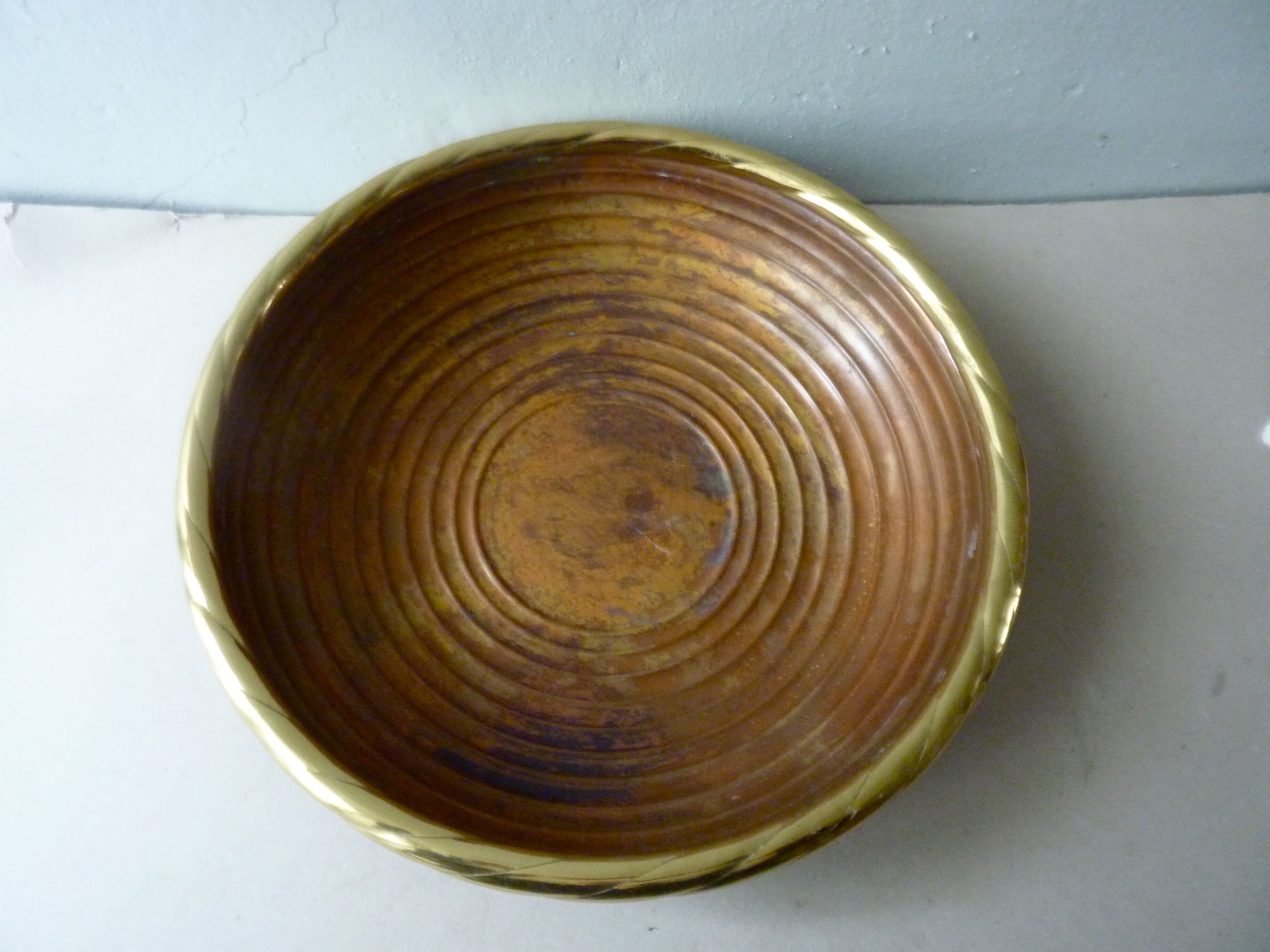Copper and brass dish