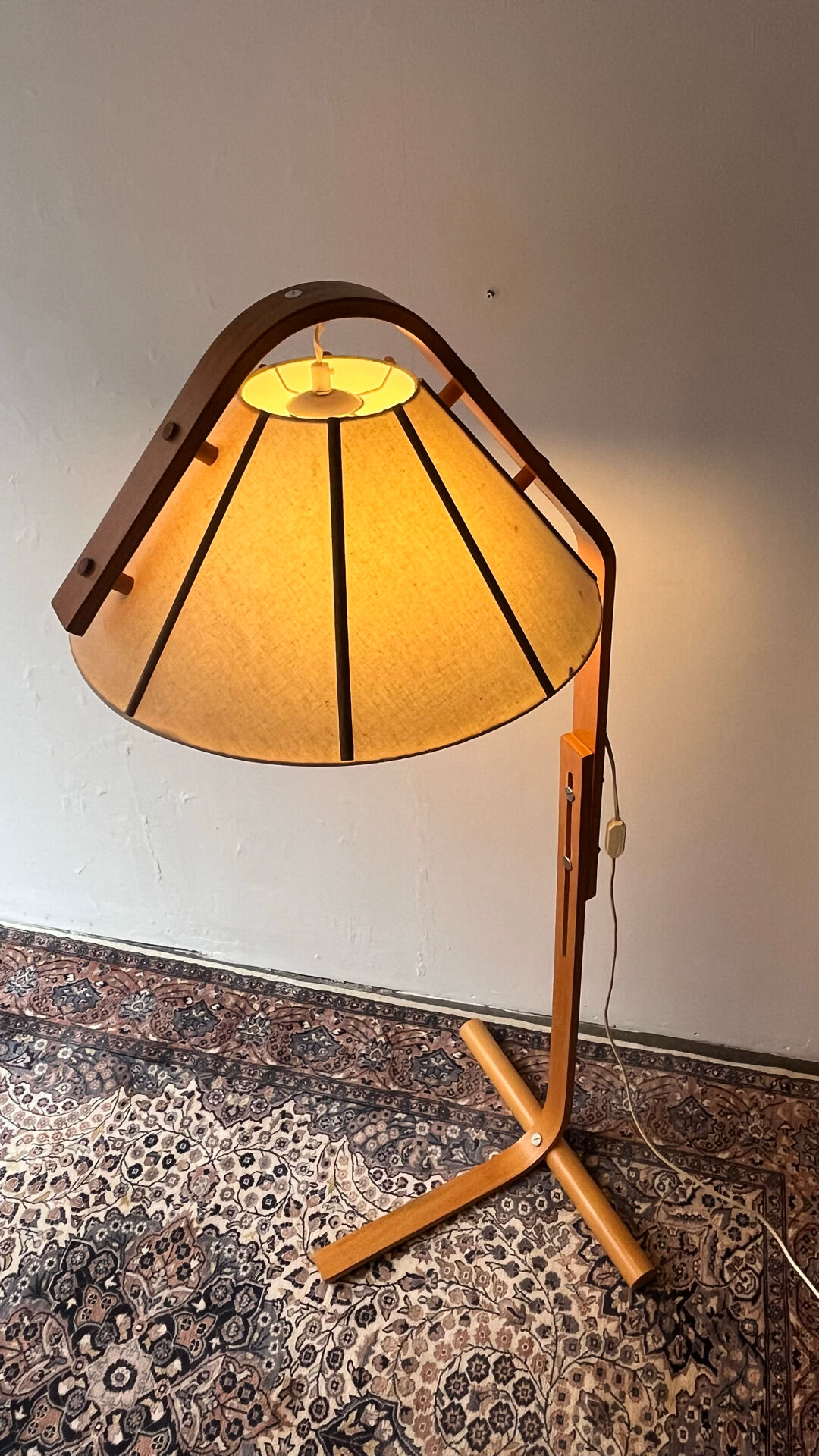 Scandinavian Modern Beech Aneta Floor Lamp by Jan Wickelgren, Sweden,