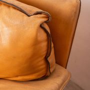 Pair of vintage 70's armchairs in beige leather design ferruccio brunati