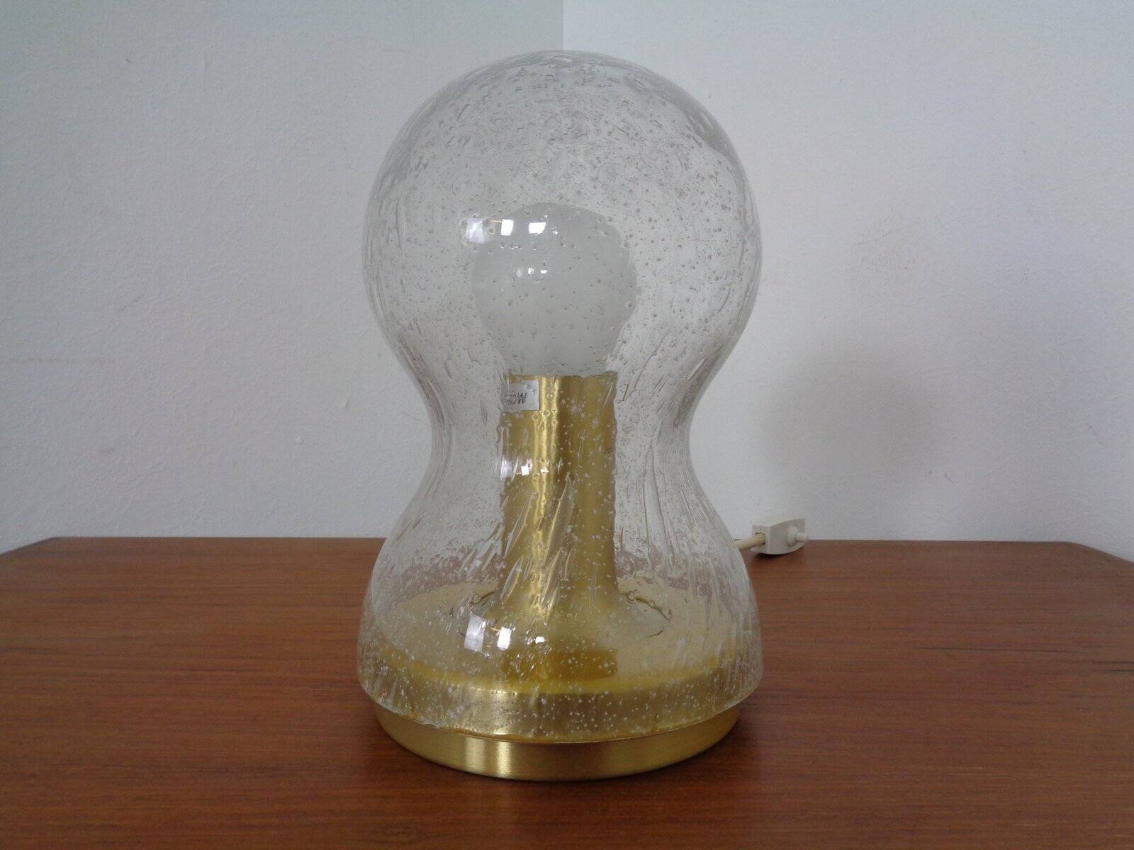 Iceglass & Brass Table Lamp from Doria Leuchten, 1960s