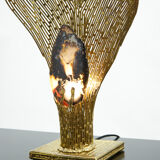 Rare brass lamp stones by Henri Fernandez for Maison Honoré 1970