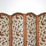 Screen 4 wooden leaves and fabric