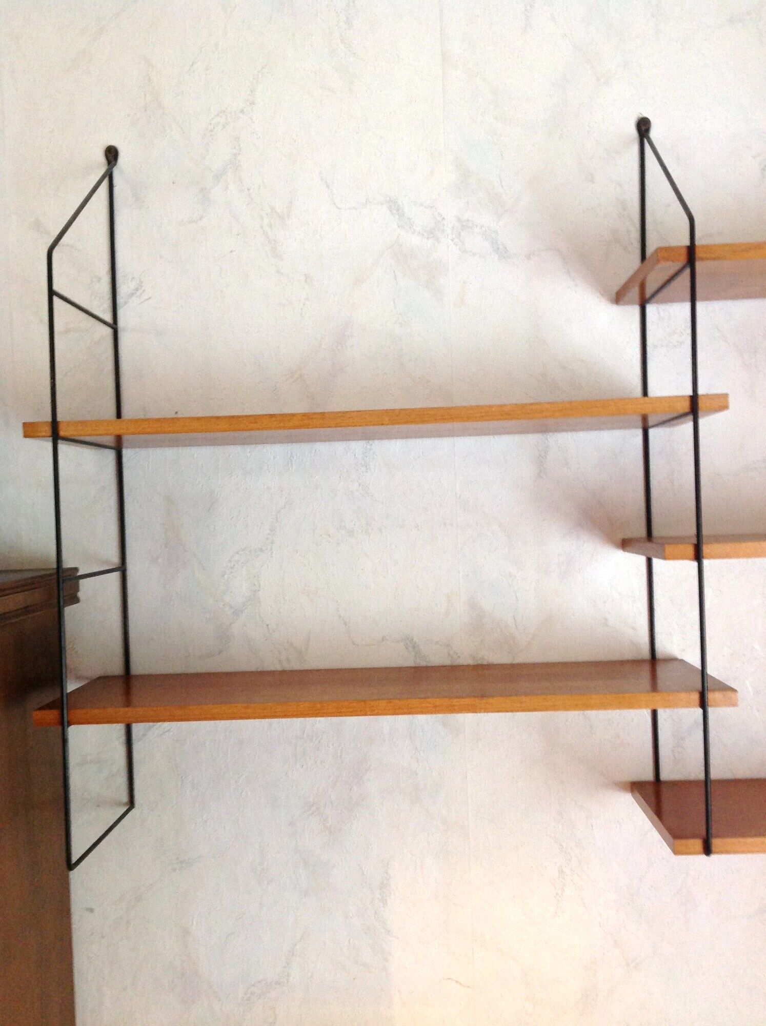 Black metal and wood shelf 60/70