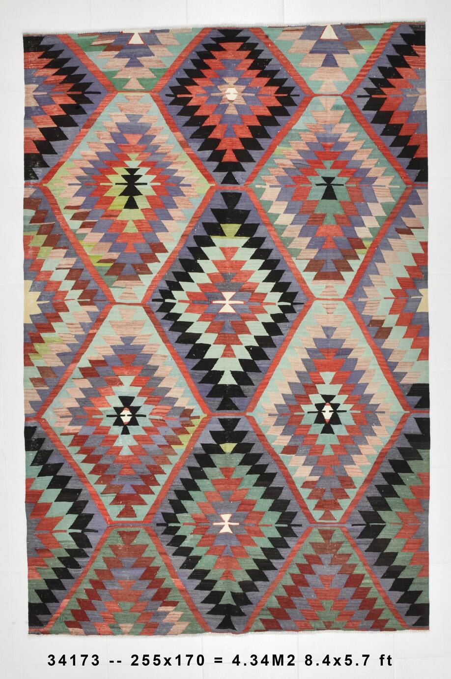 Turkish Nomadic Design Kilim Rug, Oushak Area Rugs 6x8, 170x255 Cm