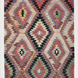 Turkish Nomadic Design Kilim Rug, Oushak Area Rugs 6x8, 170x255 Cm