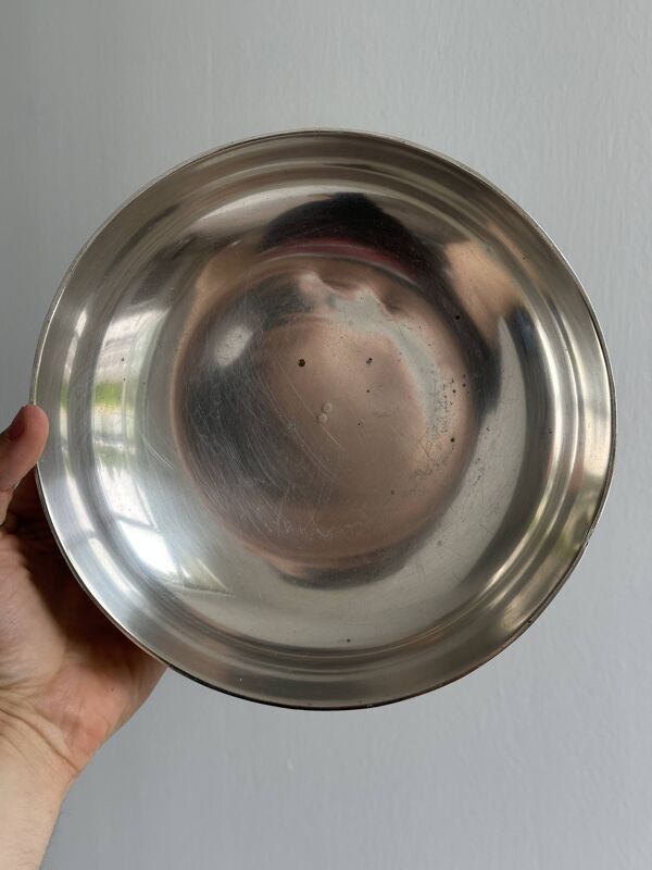 Coupe - plat en métal argenté