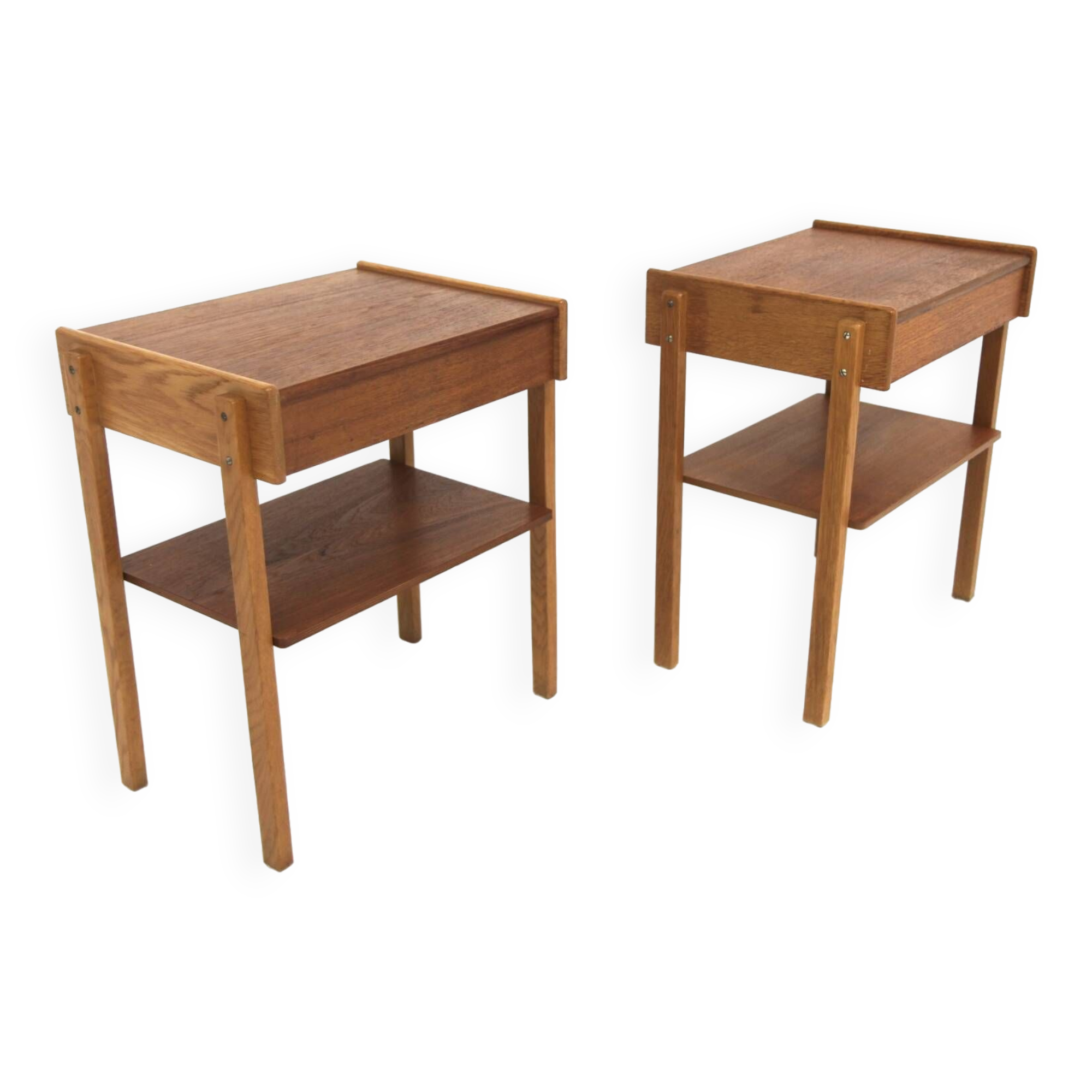 Set of 2 teak and oak bedside tables, Sweden, 1960
