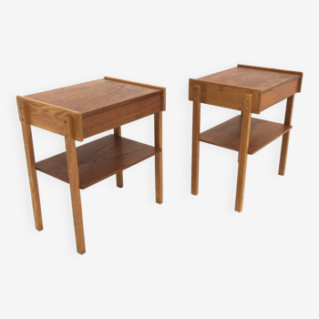 Set of 2 teak and oak bedside tables, Sweden, 1960