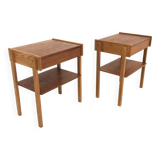 Set of 2 teak and oak bedside tables, Sweden, 1960