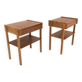 Set de 2 tables chevets en teck et en chêne, Suède, 1960