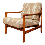 Vintage armchair in safari beige, 1965 mid-century modern design.