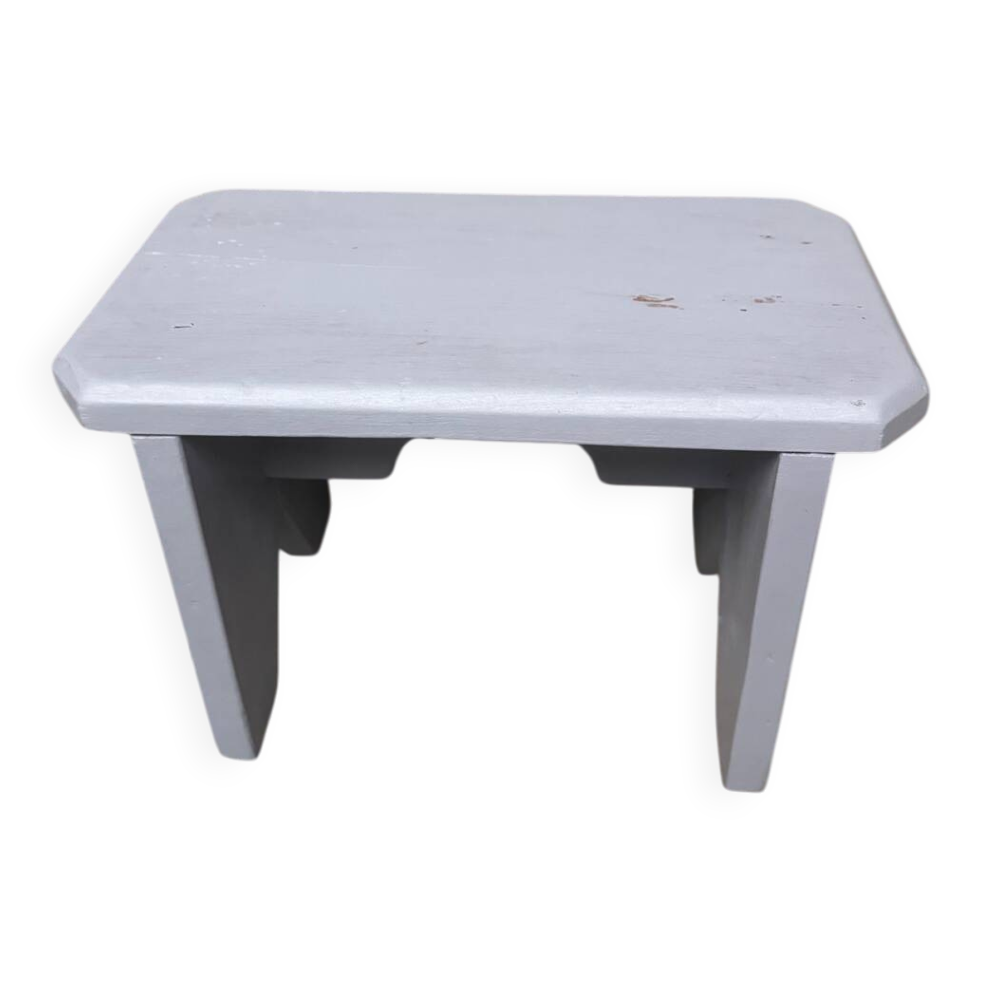 Small wooden stool, pearl gray
