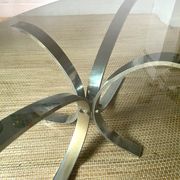 70s design coffee table in metal and smoked glass