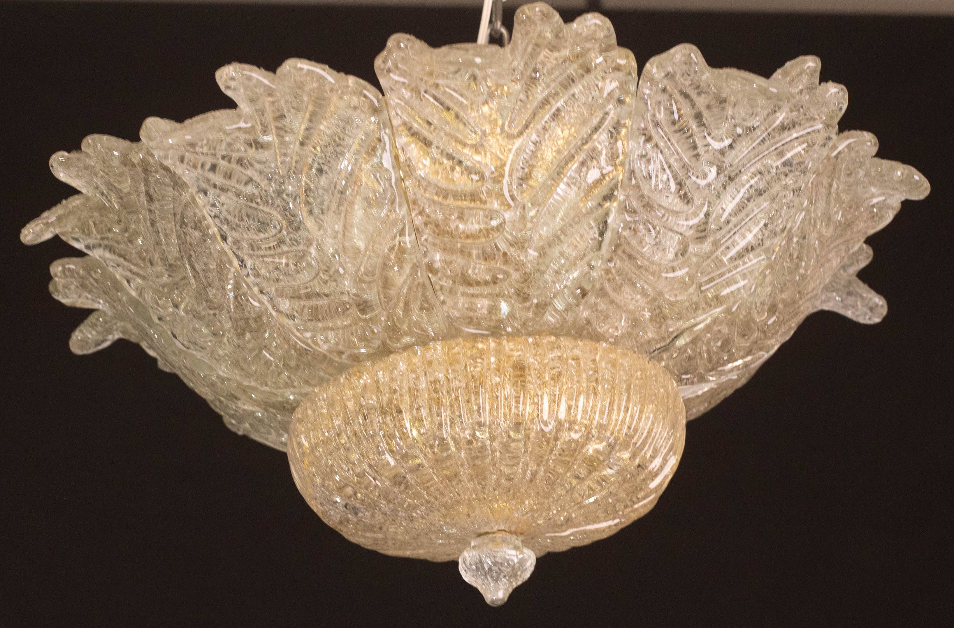 Splendid Amber Italian Murano Glass Ceiling Light, 1970s