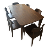 Table made of wood with extension