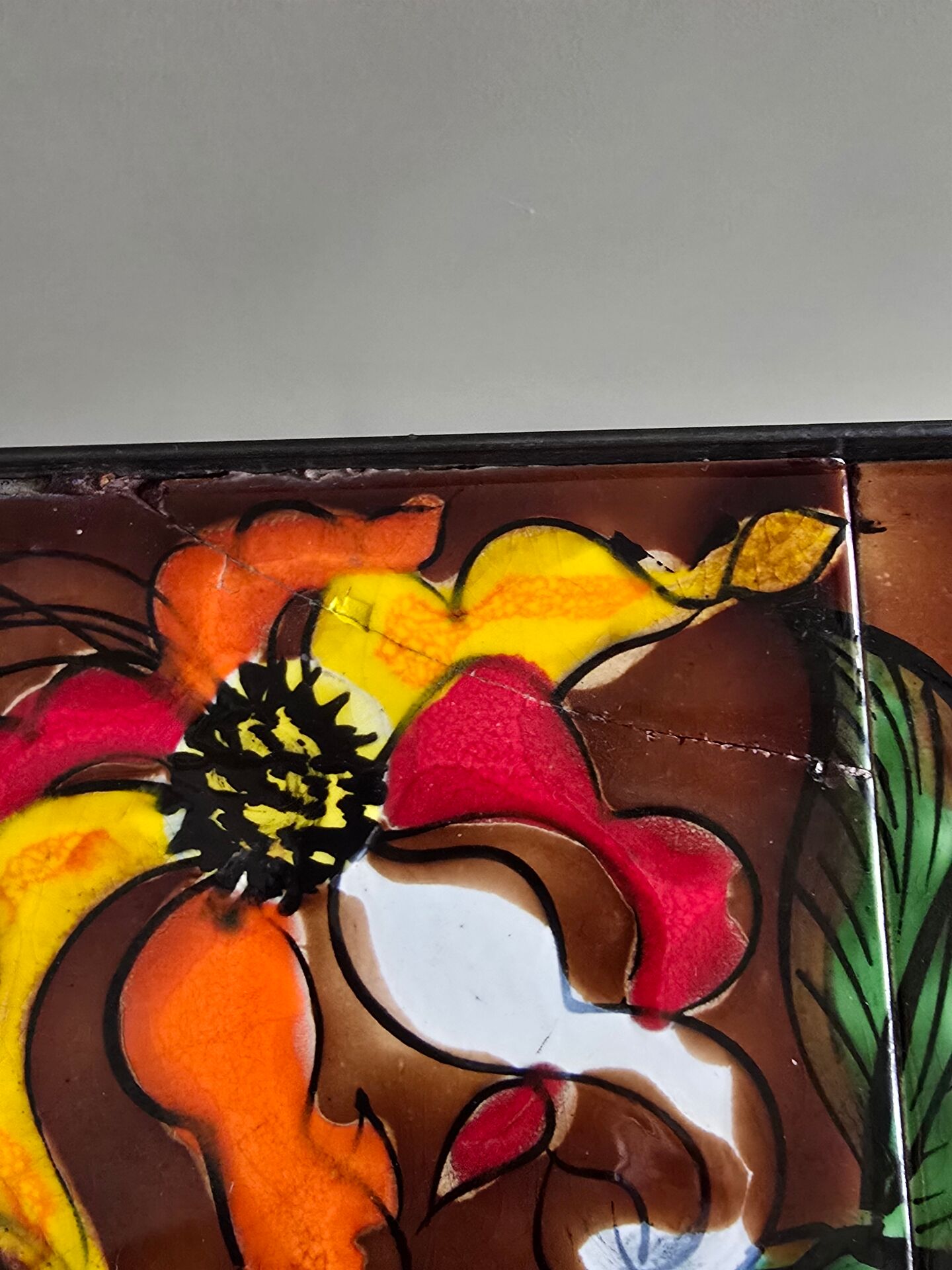Vallauris magazine rack "la Grange", tiled and wrought iron