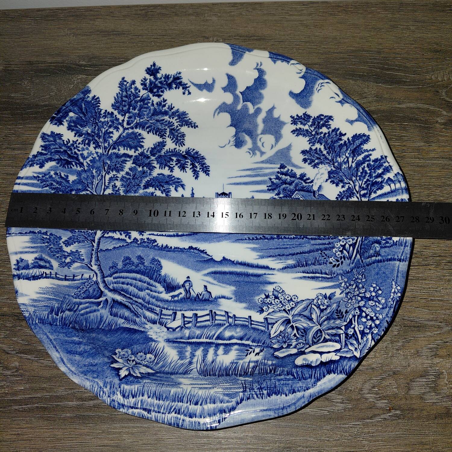 Lunéville porcelain - 28 cm serving plate, blue landscape