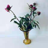 Vase tulipe ancien en verre ambré