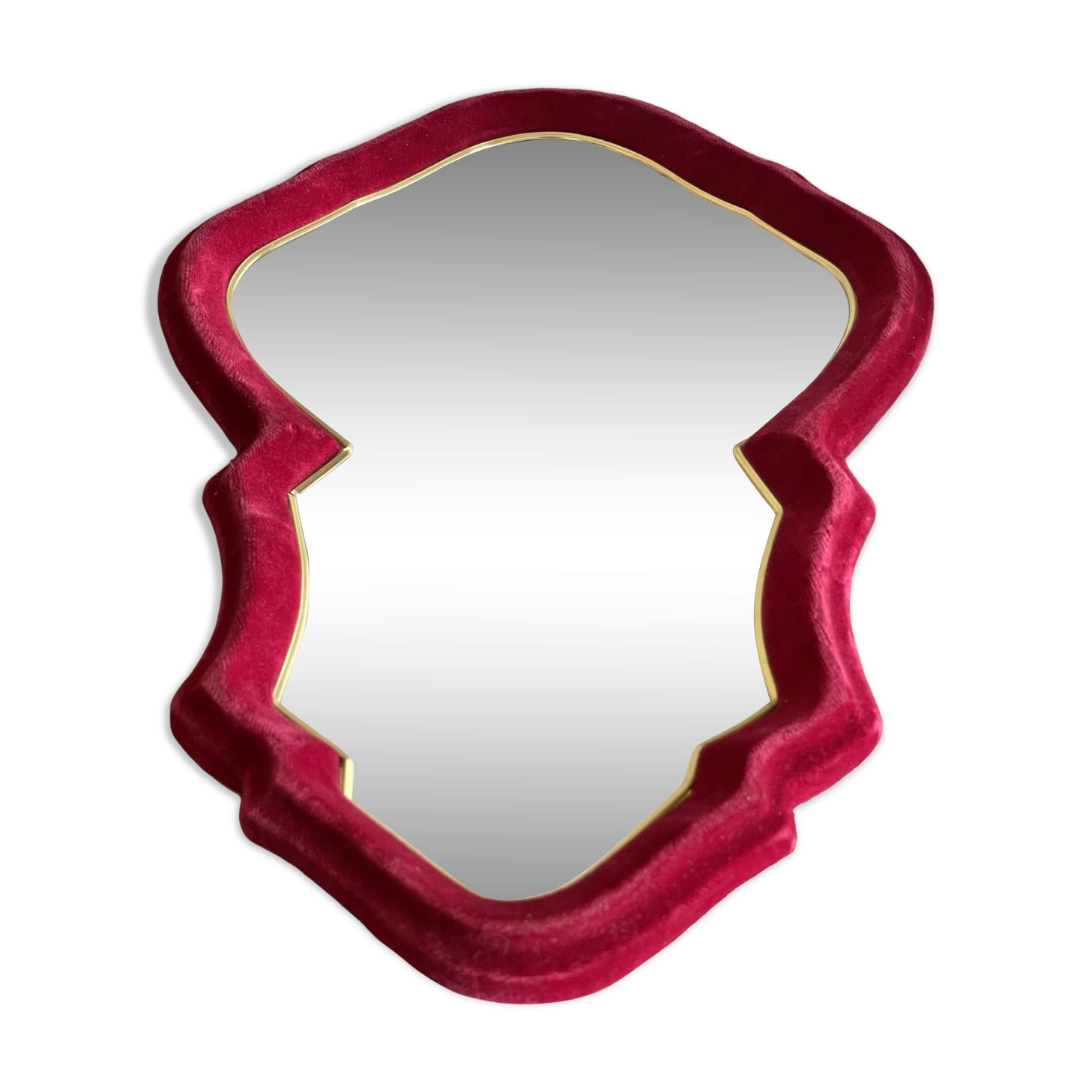 Red and gold felt mirror