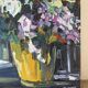 Violet bouquet at the window, oil on canvas signed Lilas Paumier.