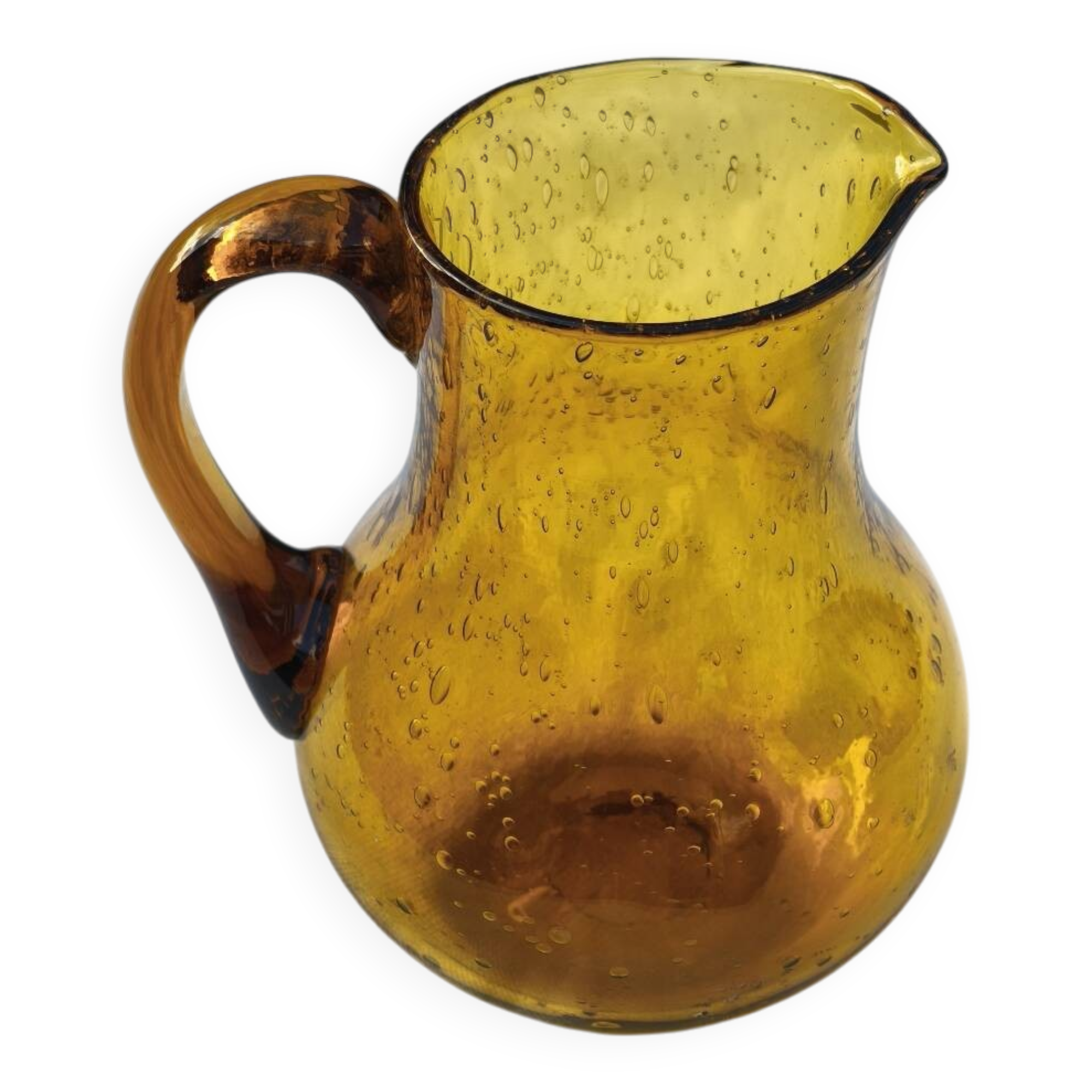Hand-blown glass pitcher
