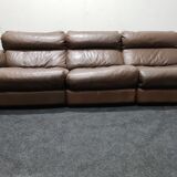 Canapé vintage en cuir brun par Rolf Benz