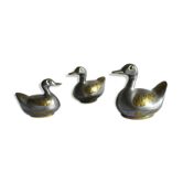 Lot de 3 boites canards en étain et laiton