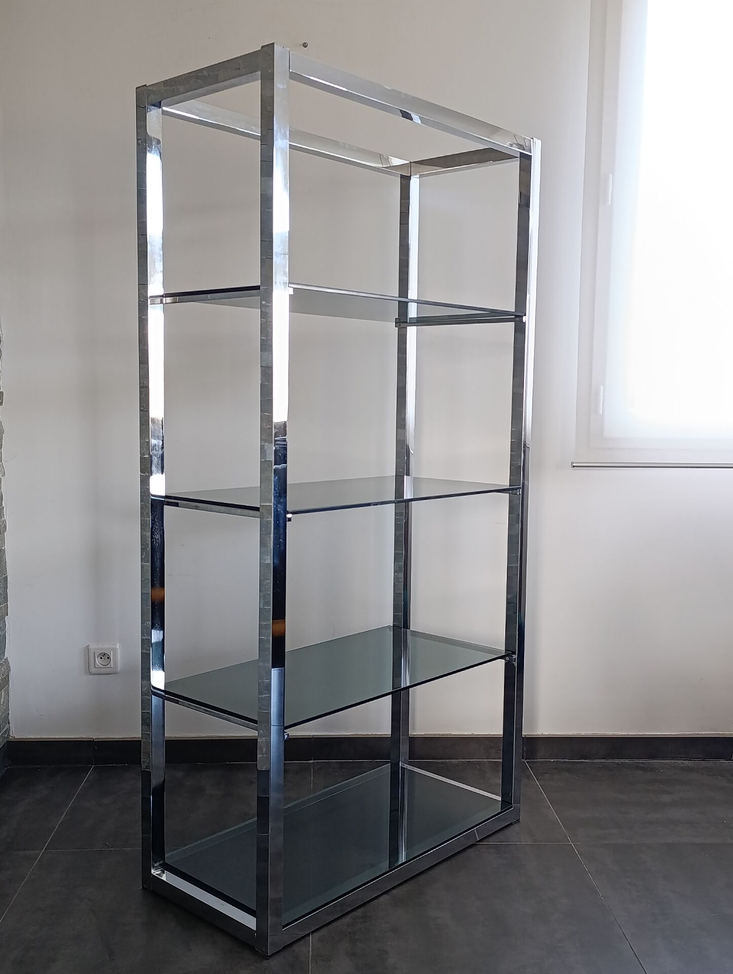 Vintage chrome and glass shelf
