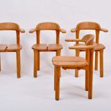 Set of four modern mid-century Scandinavian rustic dining chairs