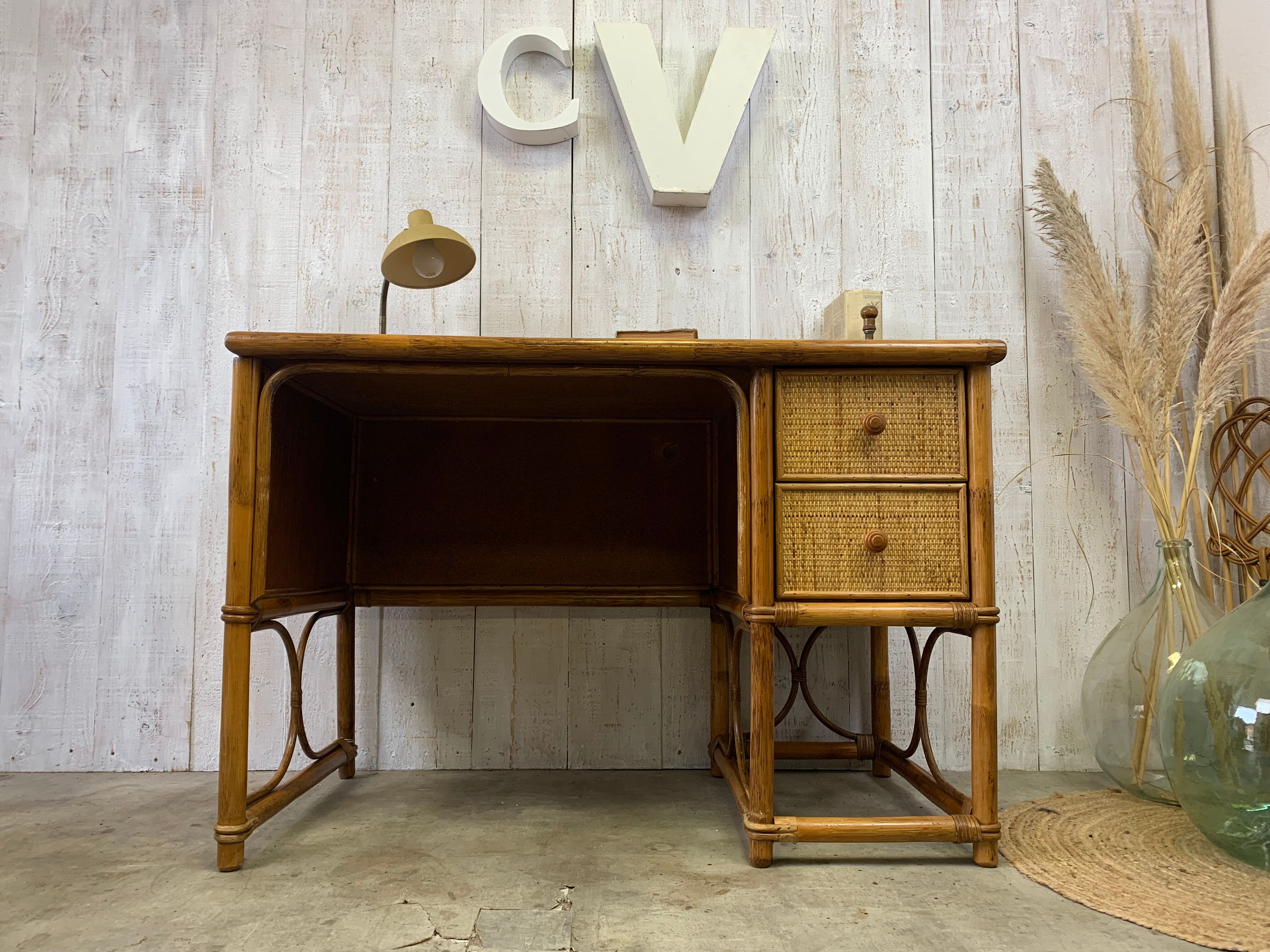 Vintage rattan desk