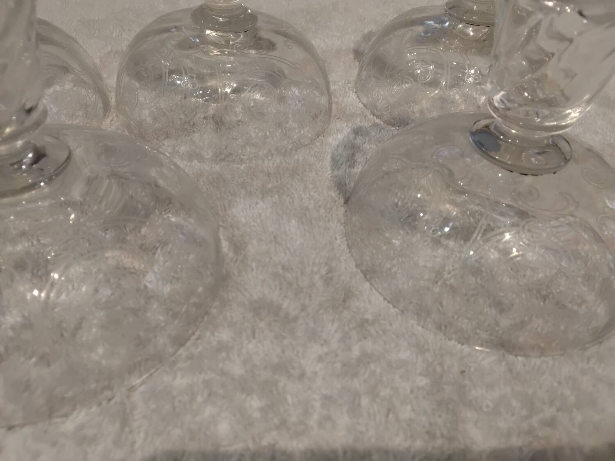 5 crystal champagne glasses, Saint Louis Cluny Graves, 12cl, pre-1936
