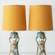 Pair of Dutch Art Nouveau Ceramic Table Lamps, circa 1915, with New Ochre Linen Shades