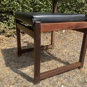 Set of 6 vintage teak chairs with black Skaï.